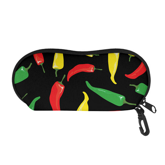 Colorful Chili Peppers Pattern Print Glasses Case