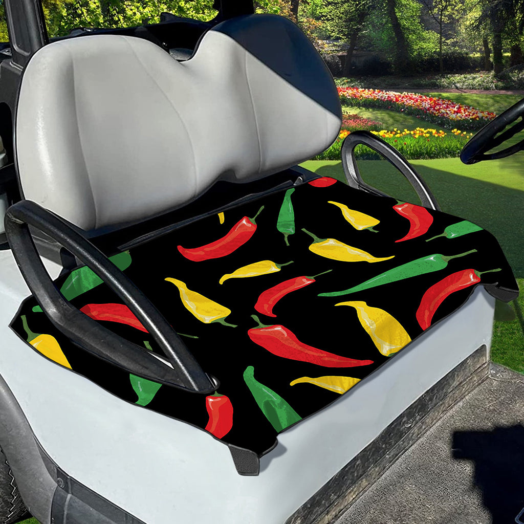 Colorful Chili Peppers Pattern Print Golf Cart Seat Cover