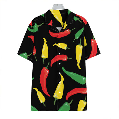 Colorful Chili Peppers Pattern Print Hawaiian Shirt