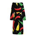 Colorful Chili Peppers Pattern Print Hooded Bathrobe