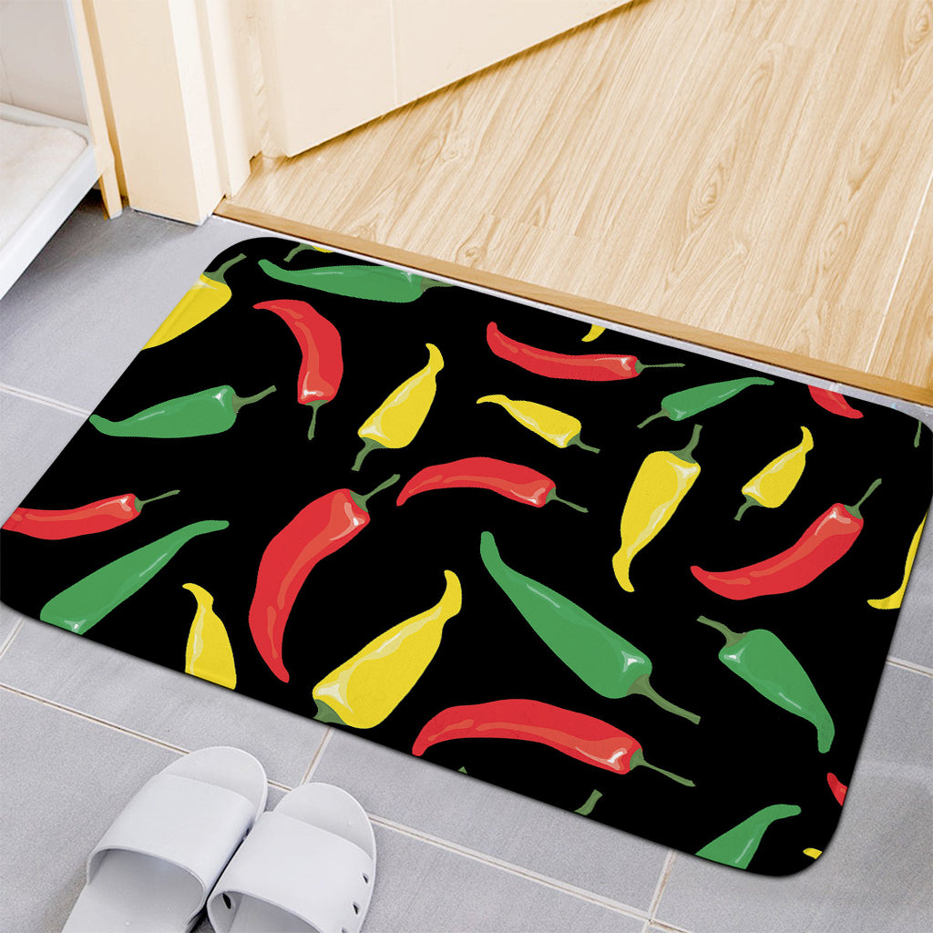 Colorful Chili Peppers Pattern Print Indoor Door Mat