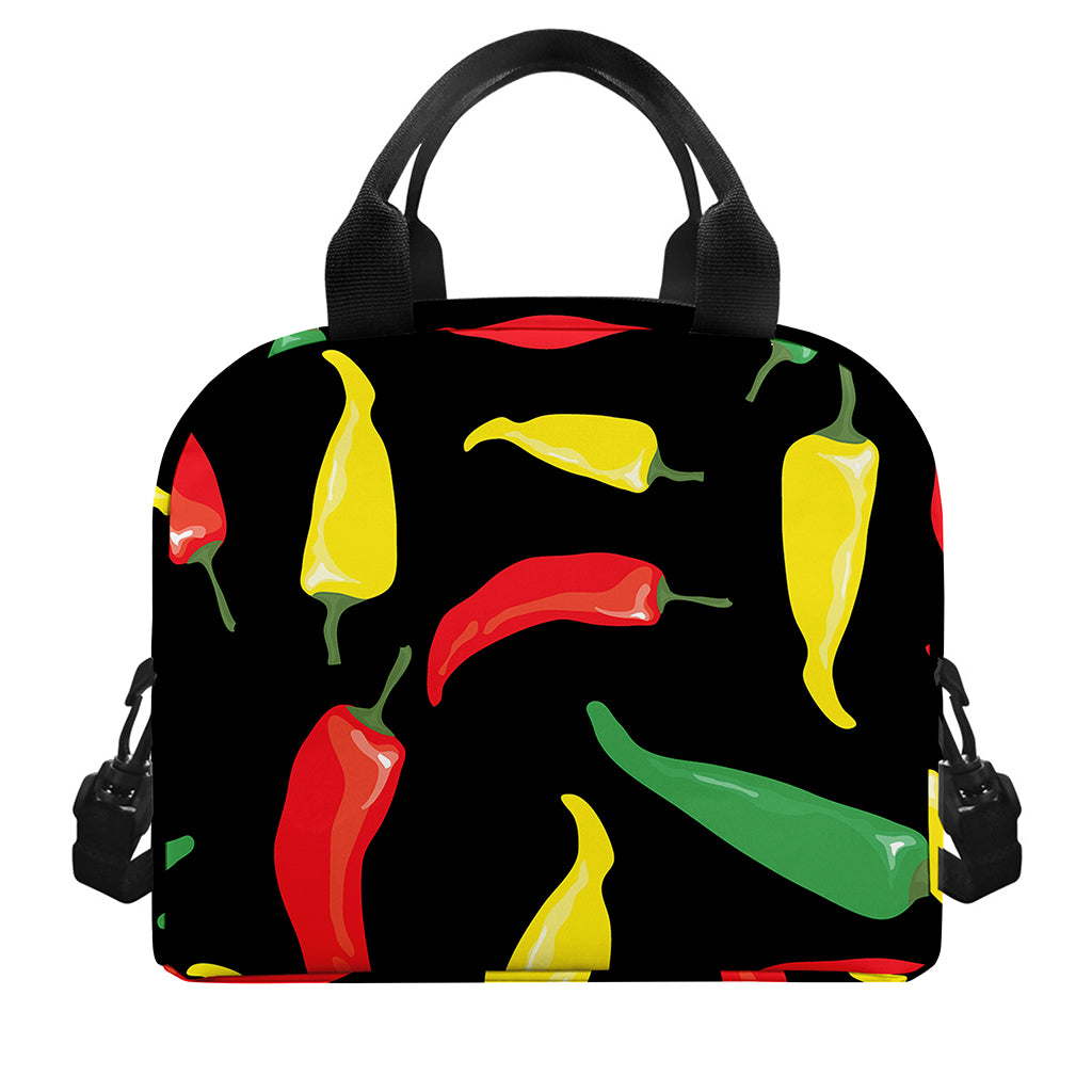 Colorful Chili Peppers Pattern Print Insulated Lunch Bag