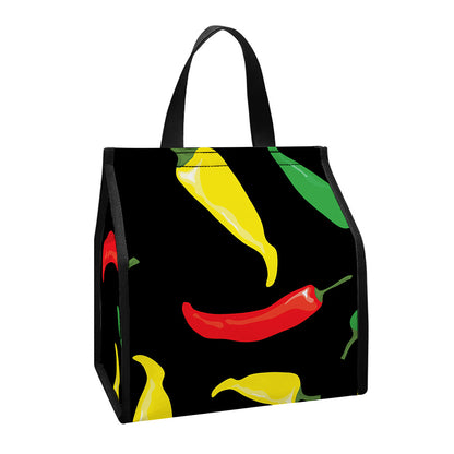 Colorful Chili Peppers Pattern Print Insulated Lunch Tote