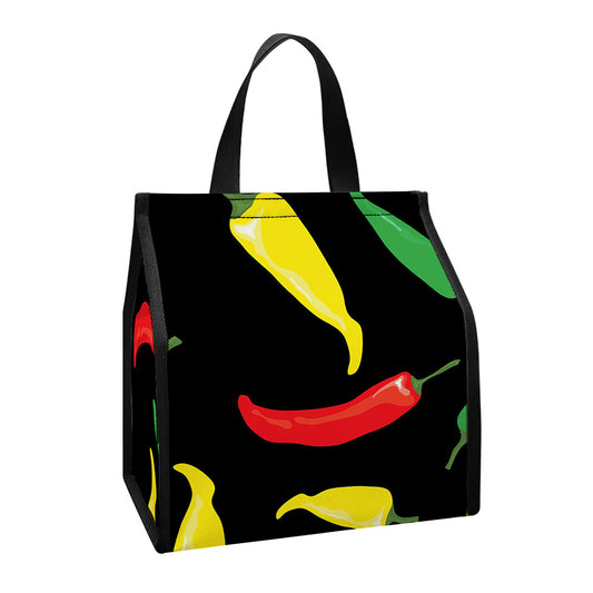 Colorful Chili Peppers Pattern Print Insulated Lunch Tote