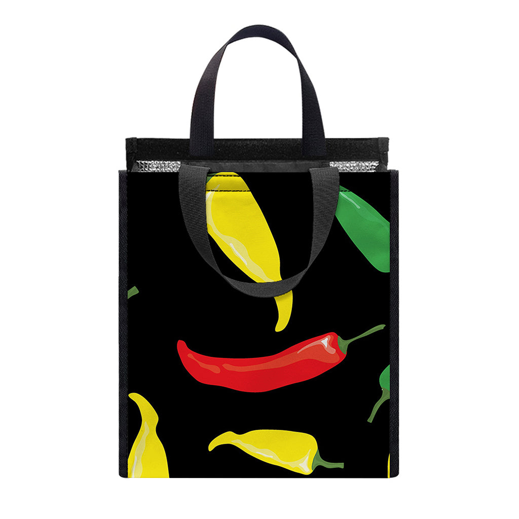 Colorful Chili Peppers Pattern Print Insulated Lunch Tote