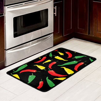 Colorful Chili Peppers Pattern Print Kitchen Mat