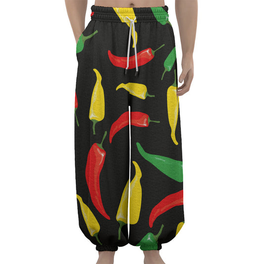 Colorful Chili Peppers Pattern Print Lantern Pants