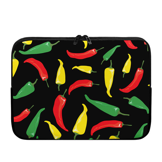 Colorful Chili Peppers Pattern Print Laptop Sleeve