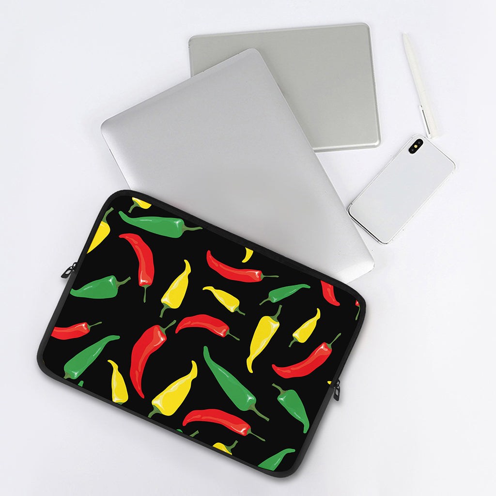 Colorful Chili Peppers Pattern Print Laptop Sleeve