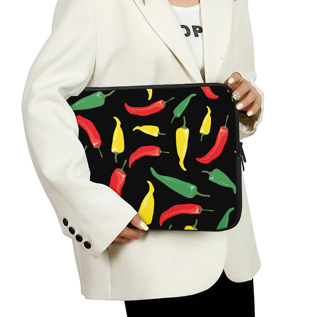 Colorful Chili Peppers Pattern Print Laptop Sleeve