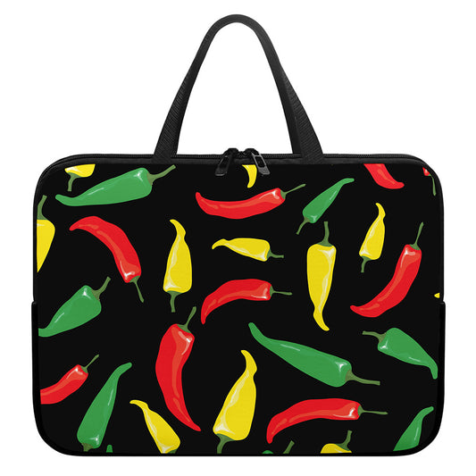 Colorful Chili Peppers Pattern Print Laptop Sleeve With Handle