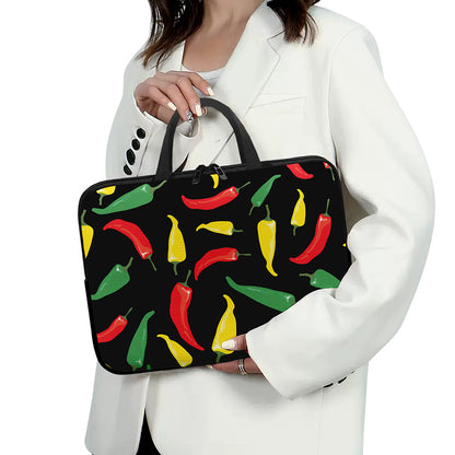Colorful Chili Peppers Pattern Print Laptop Sleeve With Handle