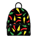 Colorful Chili Peppers Pattern Print Leather Backpack