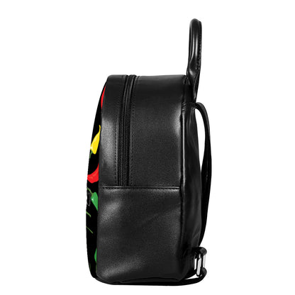 Colorful Chili Peppers Pattern Print Leather Backpack
