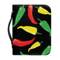 Colorful Chili Peppers Pattern Print Leather Bible Cover