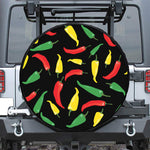 Colorful Chili Peppers Pattern Print Leather Spare Tire Cover