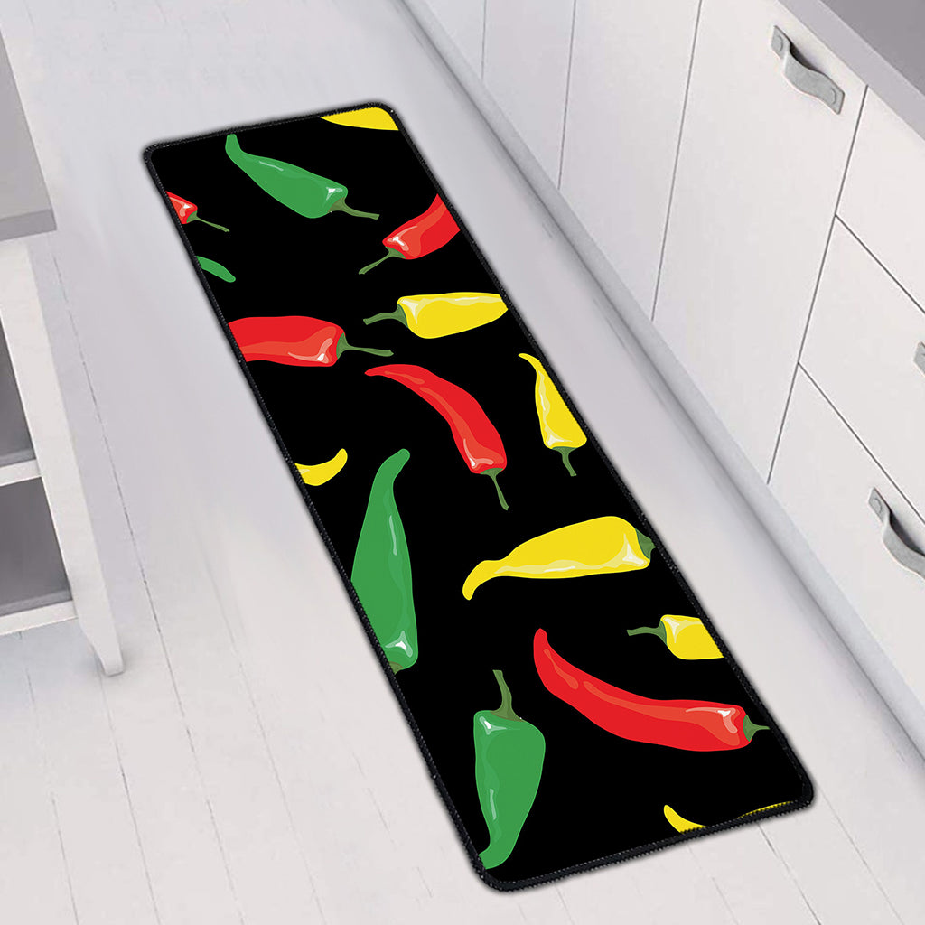 Colorful Chili Peppers Pattern Print Long Kitchen Mat