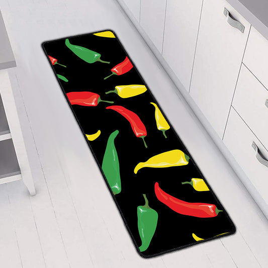 Colorful Chili Peppers Pattern Print Long Kitchen Mat