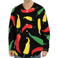 Colorful Chili Peppers Pattern Print Long Sleeve Baseball Jersey