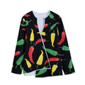 Colorful Chili Peppers Pattern Print Long Sleeve Short Coat