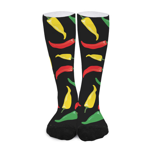 Colorful Chili Peppers Pattern Print Long Socks