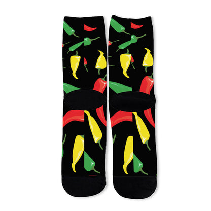 Colorful Chili Peppers Pattern Print Long Socks