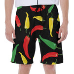 Colorful Chili Peppers Pattern Print Men's Beach Shorts