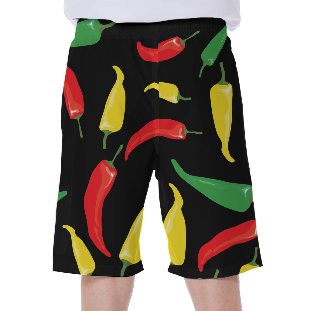 Colorful Chili Peppers Pattern Print Men's Beach Shorts