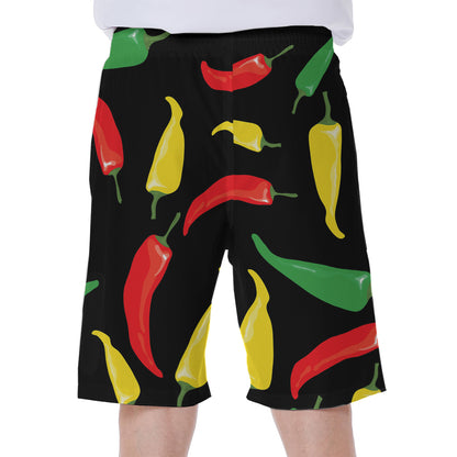 Colorful Chili Peppers Pattern Print Men's Beach Shorts