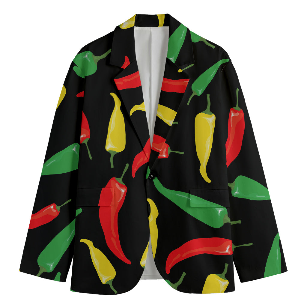 Colorful Chili Peppers Pattern Print Men's Blazer