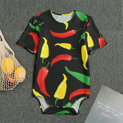 Colorful Chili Peppers Pattern Print Men's Bodysuit