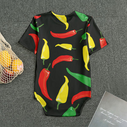 Colorful Chili Peppers Pattern Print Men's Bodysuit
