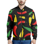 Colorful Chili Peppers Pattern Print Men's Bomber Jacket