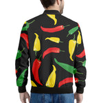 Colorful Chili Peppers Pattern Print Men's Bomber Jacket