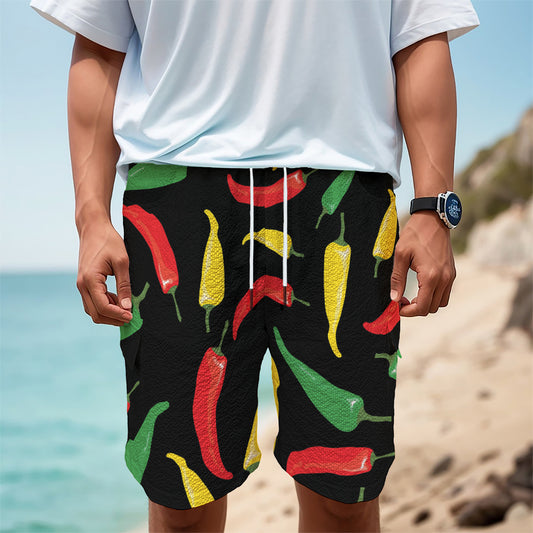 Colorful Chili Peppers Pattern Print Men's Cargo Shorts