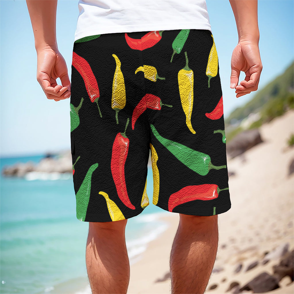 Colorful Chili Peppers Pattern Print Men's Cargo Shorts