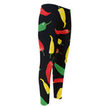 Colorful Chili Peppers Pattern Print Men's Compression Pants