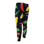 Colorful Chili Peppers Pattern Print Men's Compression Pants