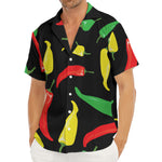 Colorful Chili Peppers Pattern Print Men's Deep V-Neck Shirt