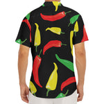 Colorful Chili Peppers Pattern Print Men's Deep V-Neck Shirt