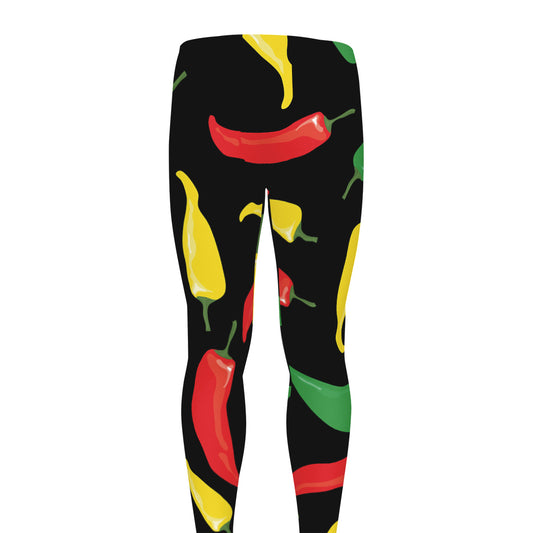 Colorful Chili Peppers Pattern Print Men's leggings