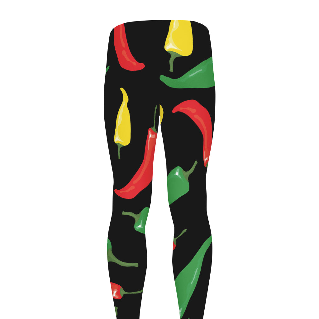 Colorful Chili Peppers Pattern Print Men's leggings