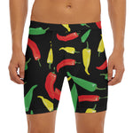 Colorful Chili Peppers Pattern Print Men's Long Boxer Briefs
