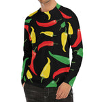Colorful Chili Peppers Pattern Print Men's Long Sleeve Rash Guard