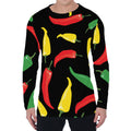 Colorful Chili Peppers Pattern Print Men's Long Sleeve T-Shirt