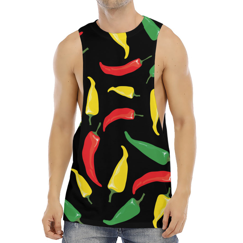 Colorful Chili Peppers Pattern Print Men's Muscle Tank Top