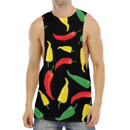 Colorful Chili Peppers Pattern Print Men's Muscle Tank Top