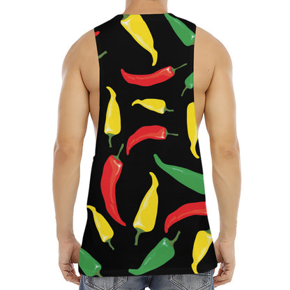 Colorful Chili Peppers Pattern Print Men's Muscle Tank Top