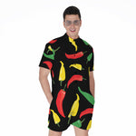 Colorful Chili Peppers Pattern Print Men's Rompers
