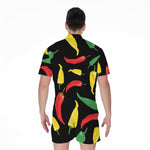 Colorful Chili Peppers Pattern Print Men's Rompers